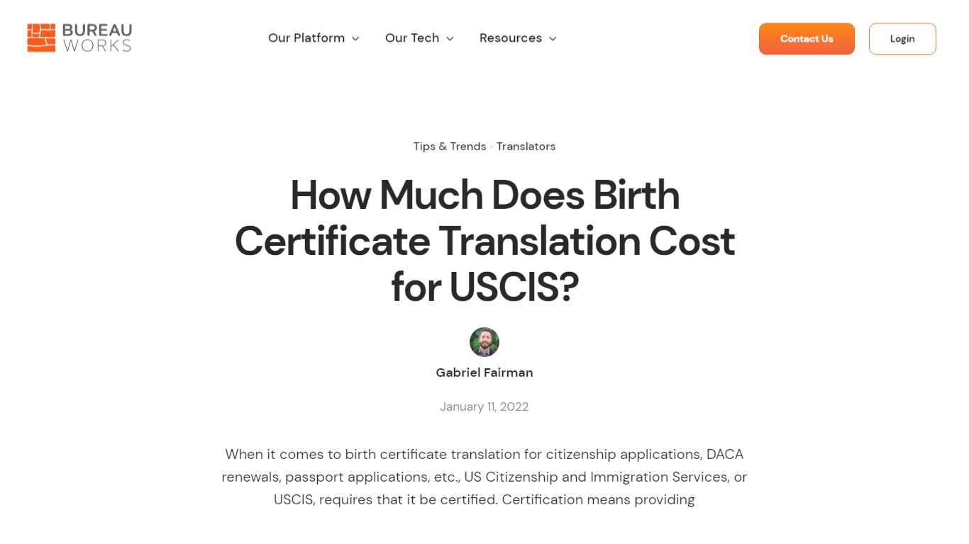 How Much Does Birth Certificate Translation Cost for USCIS?